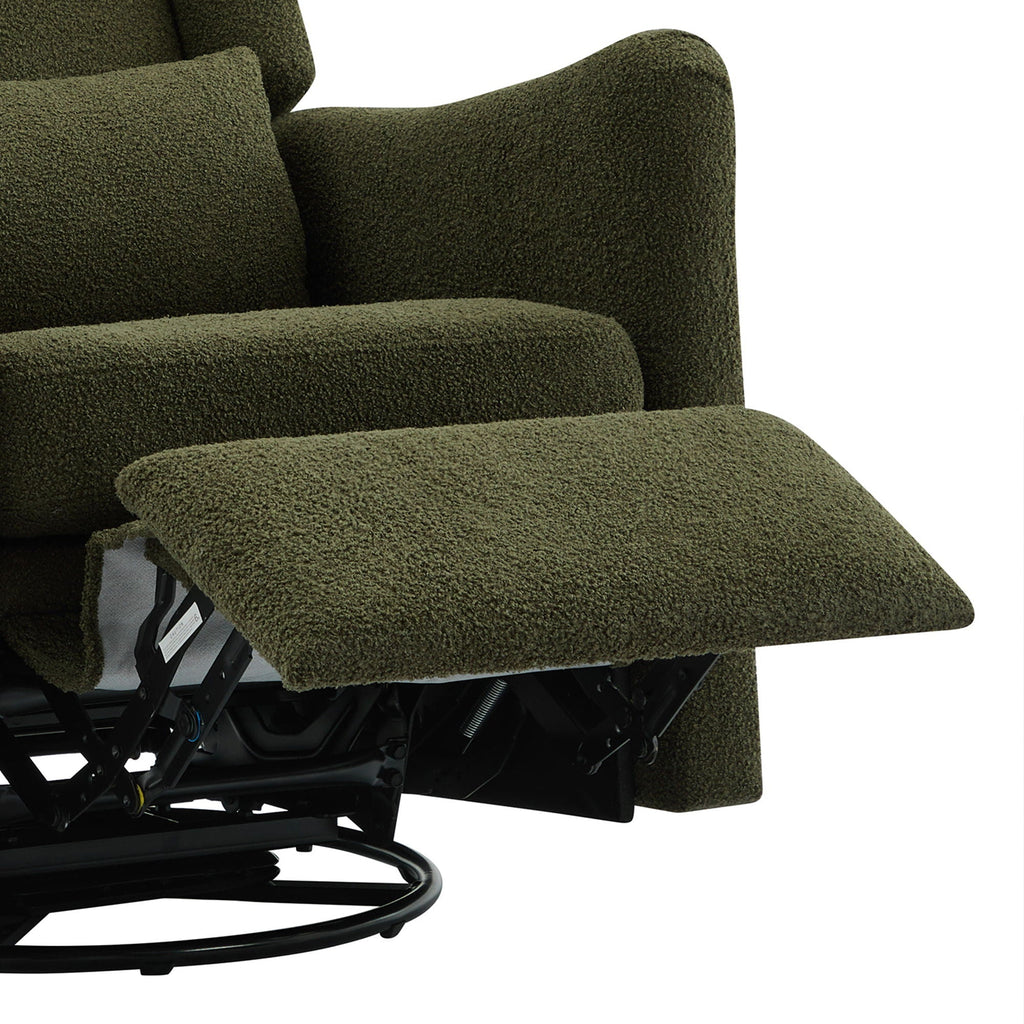 Wide Wingback 360° Swivel Glider Rocker Recliner – Dark Green or Beige