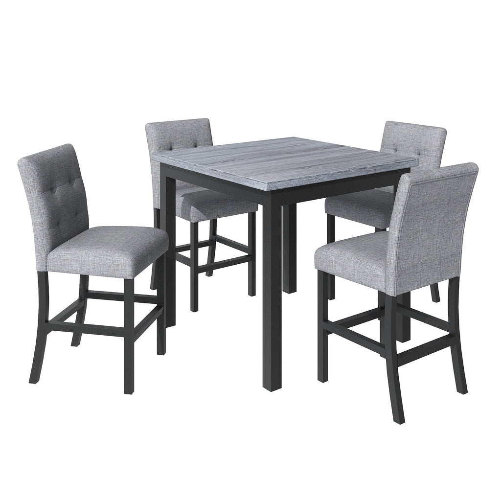 TOPMAX 5-Piece Counter-Height Dining Set – Black & Gray