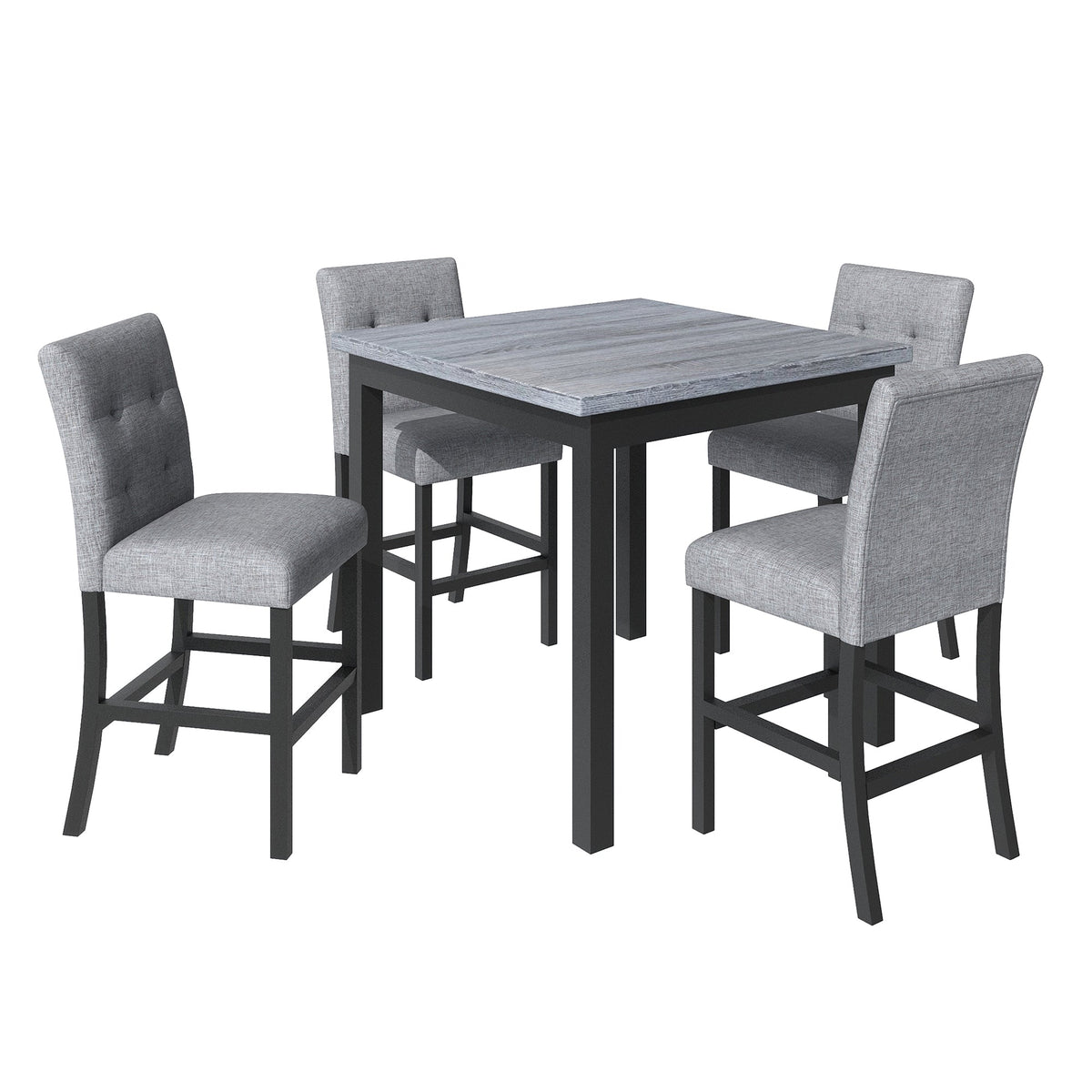 TOPMAX 5-Piece Counter-Height Dining Set – Black & Gray