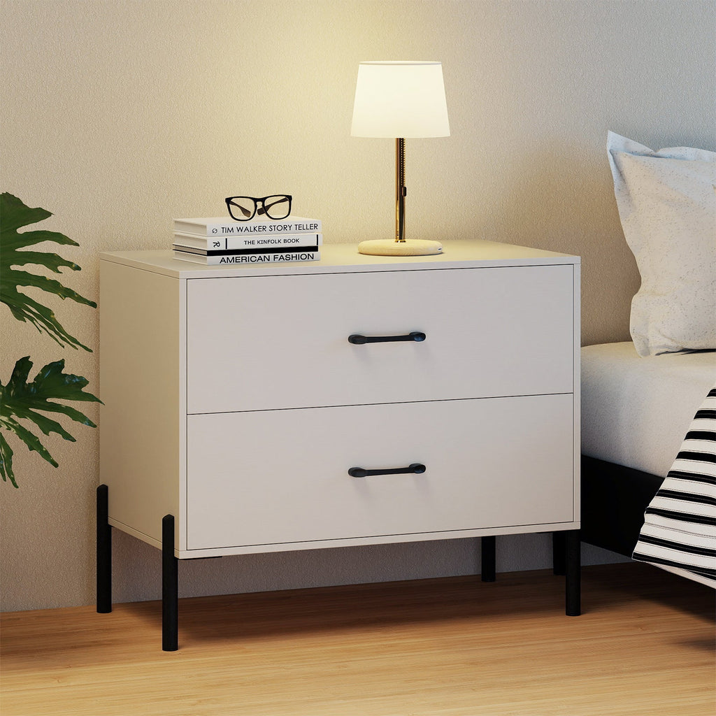 Modern 2-Drawer Nightstand Set of 2 – White