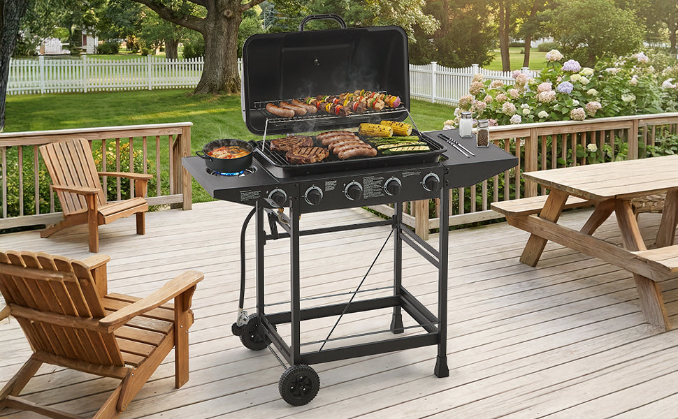 4-Burner Propane Gas Grill with Side Burner