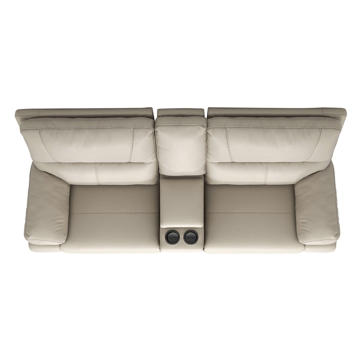 2-Seat Power Reclining Loveseat with Console & Cup Holders – Cream Taupe