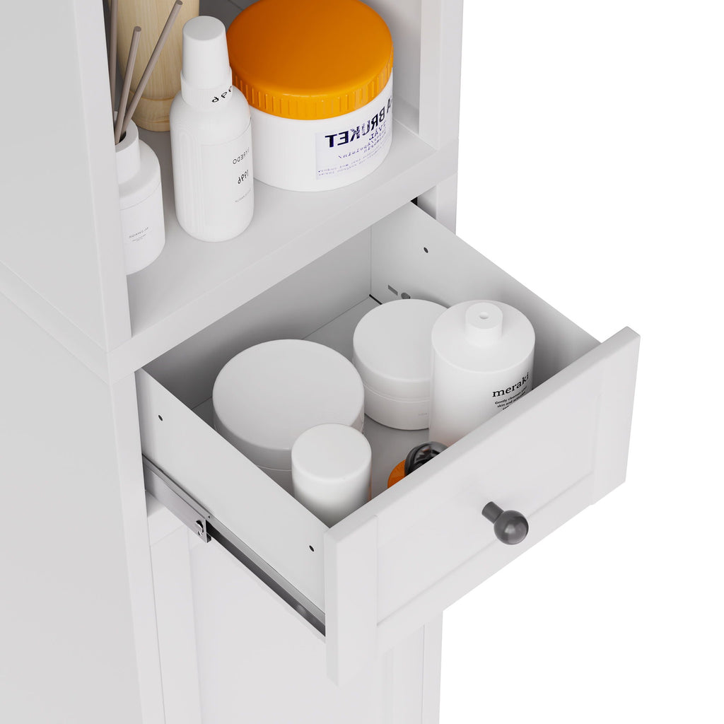 Tall Narrow 5-Tier Bathroom Storage Cabinet – White