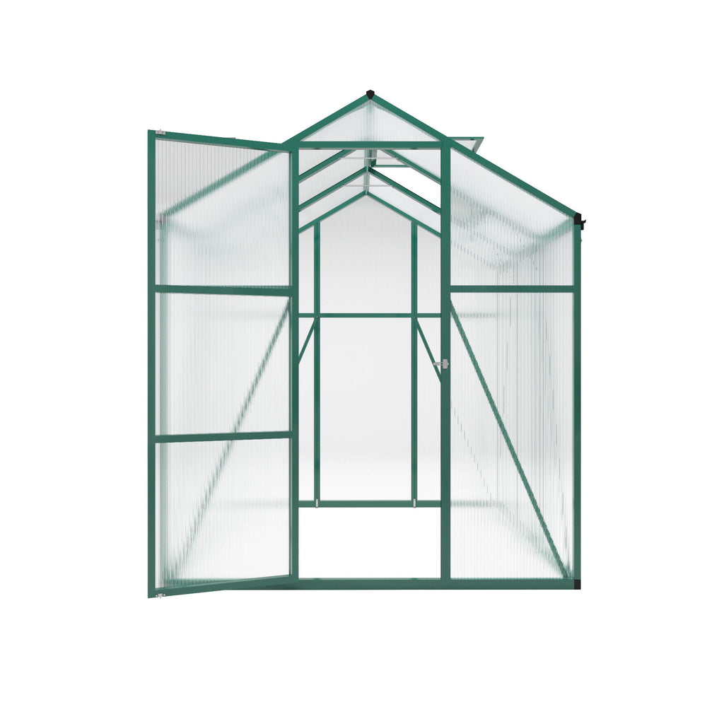 Walk-In Polycarbonate Greenhouse with Raised Base – Green