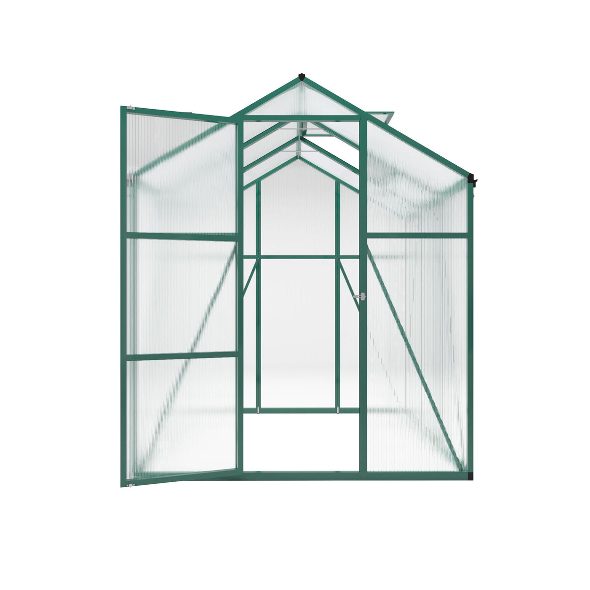 Walk-In Polycarbonate Greenhouse with Raised Base – Green
