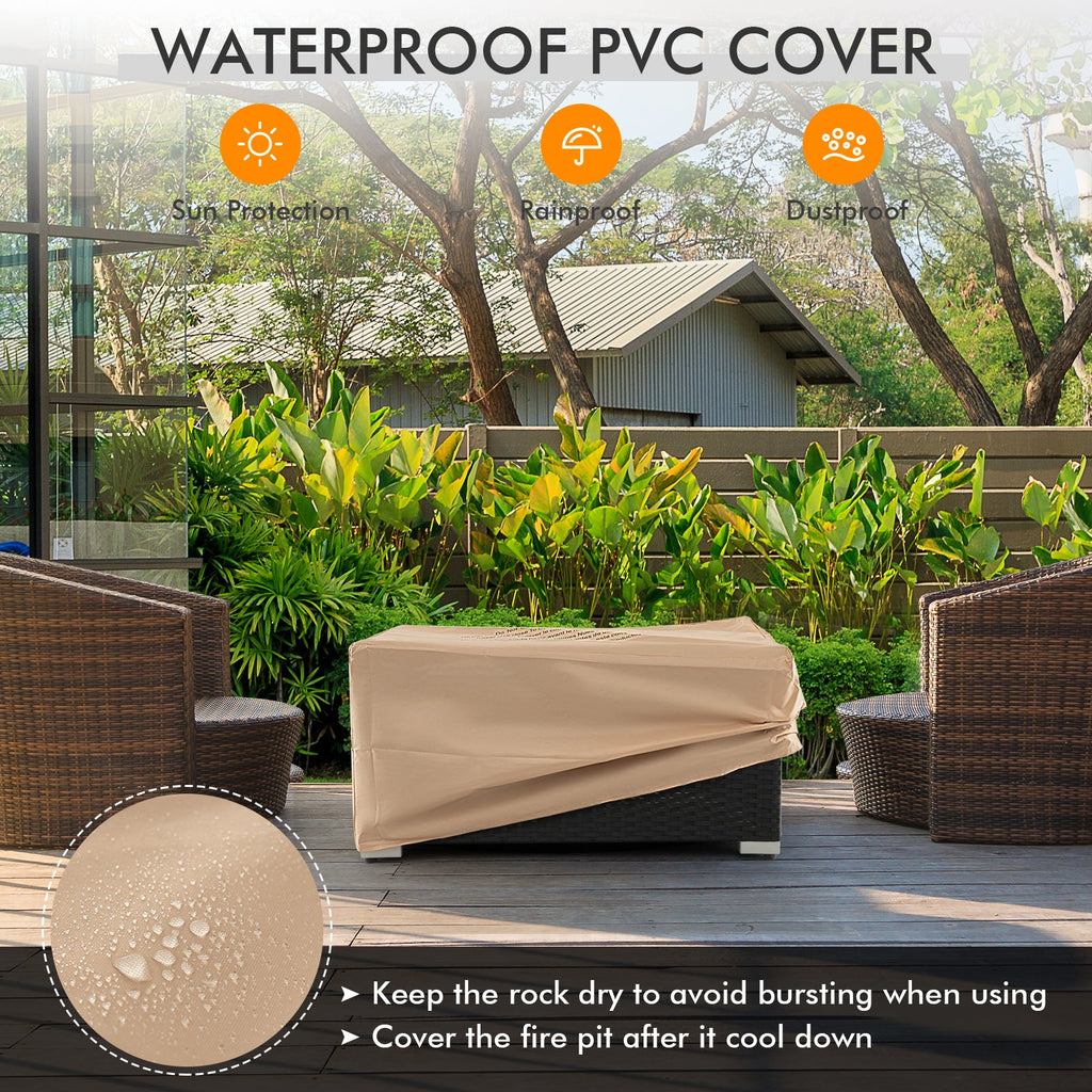 Propane Rattan Fire Pit Table Set with Side Table