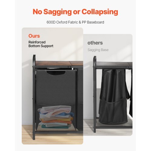 2-Section Laundry Sorter with Wooden Top