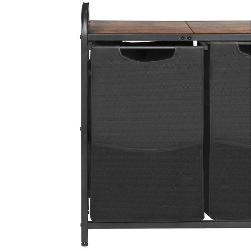 2-Section Laundry Sorter with Wooden Top