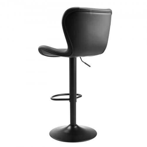 Set of 2 Adjustable Swivel PU Leather Bar Stools – Black