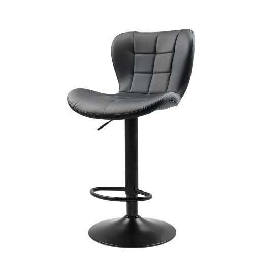 Set of 2 Adjustable Swivel PU Leather Bar Stools – Black