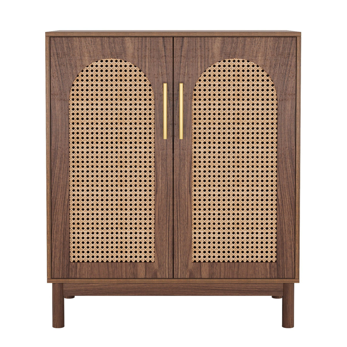 Rattan-Door Sideboard Buffet Cabinets – Set of 2
