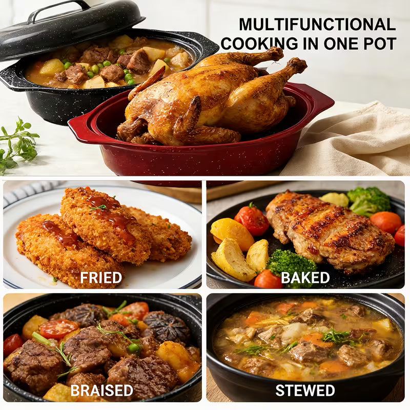Oval Enamel Roasting Pan with Lid