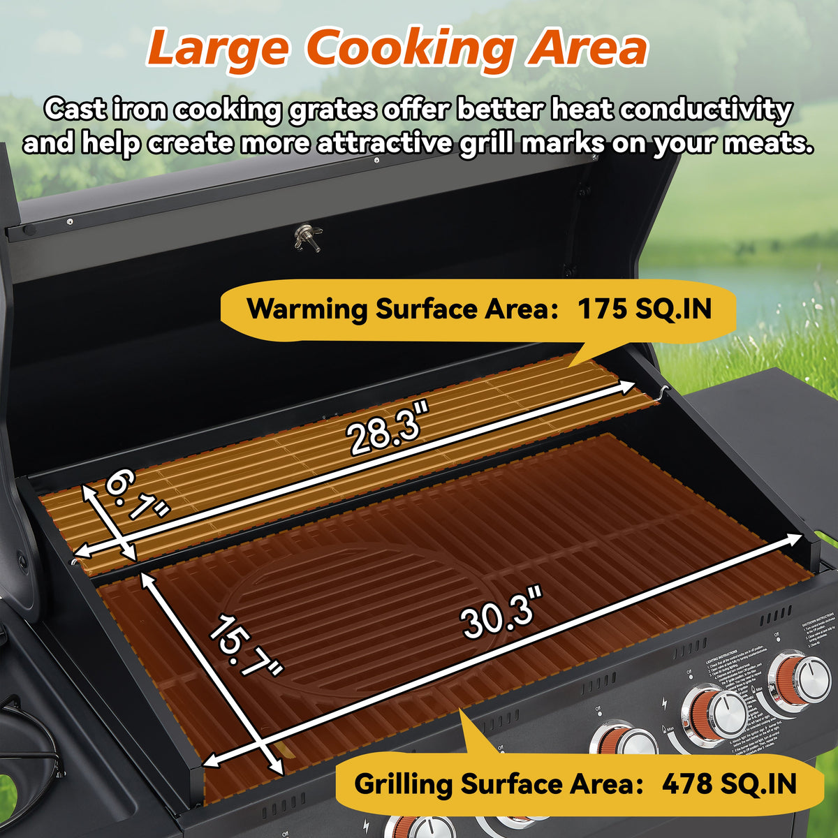 6-Burner Propane Gas Grill with Side Burner