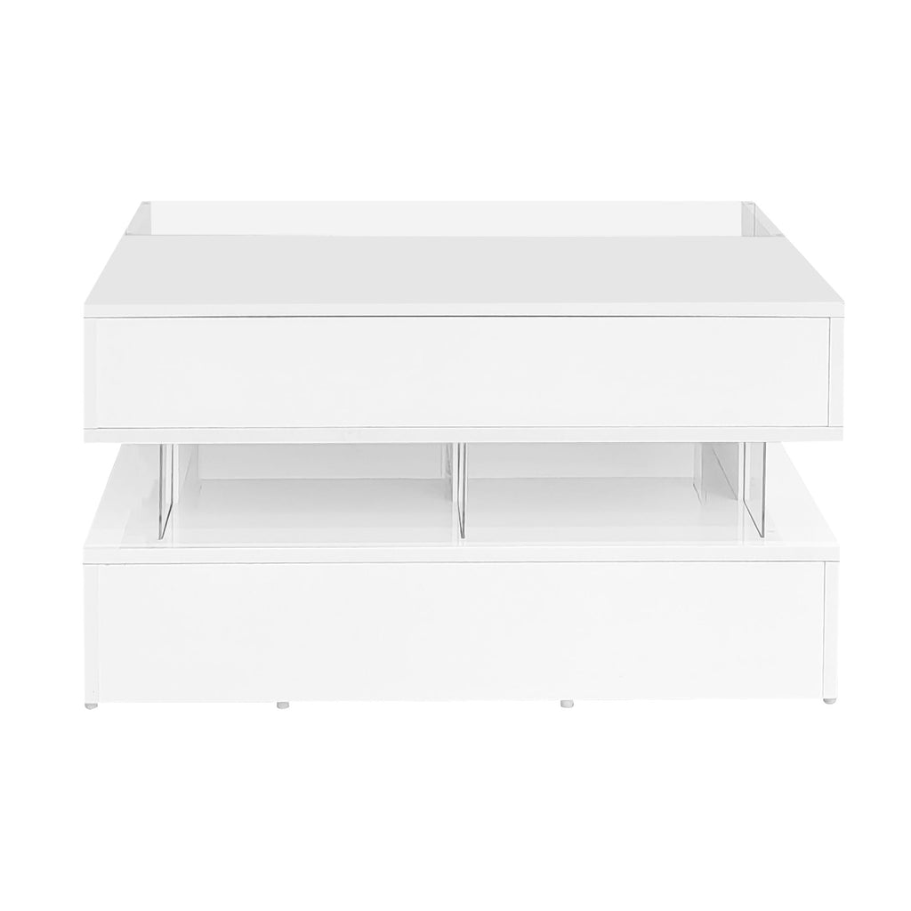 Lift-Top Coffee Table with LED Lighting & Hidden Storage – White
