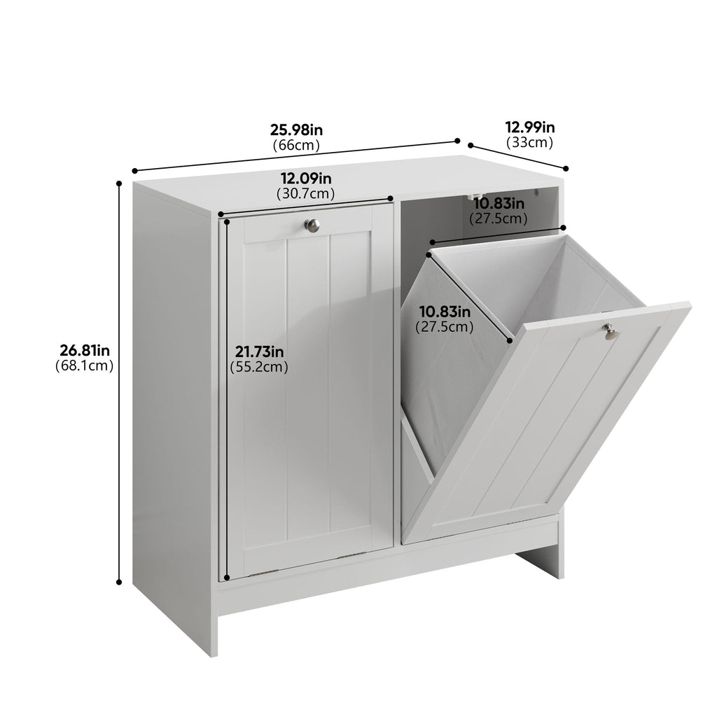 White Tilt-Out Laundry Hamper Cabinet