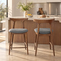 Set of 2 Mid-Century Counter-Height Dining Chairs – Brown