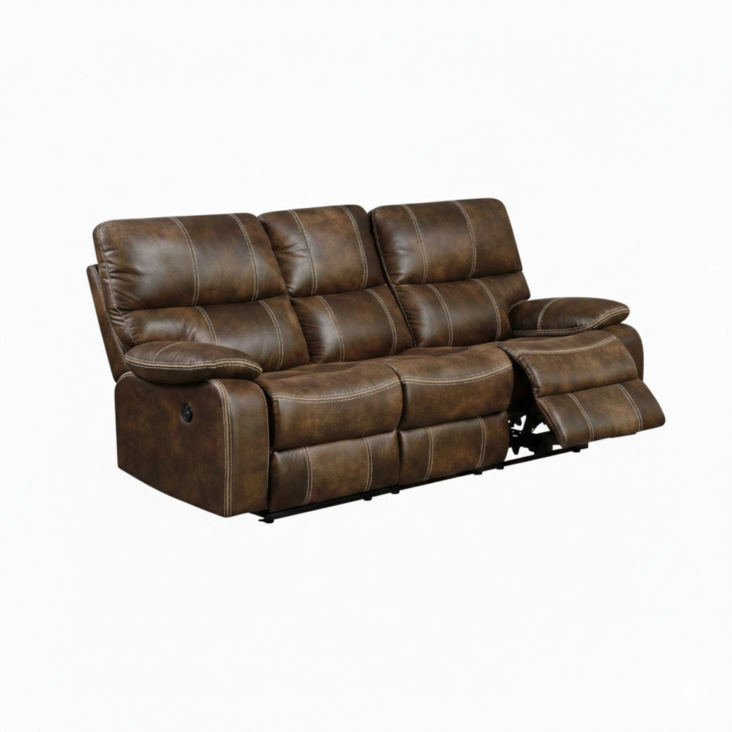 3-Seat Reclining Sofa with USB Charging & Hidden Storage – Brown