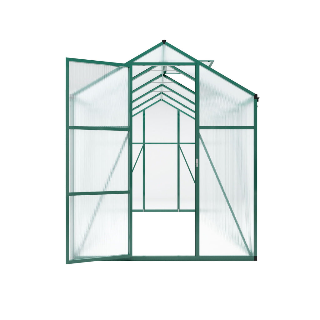Walk-In Polycarbonate Greenhouse with Raised Base – Green