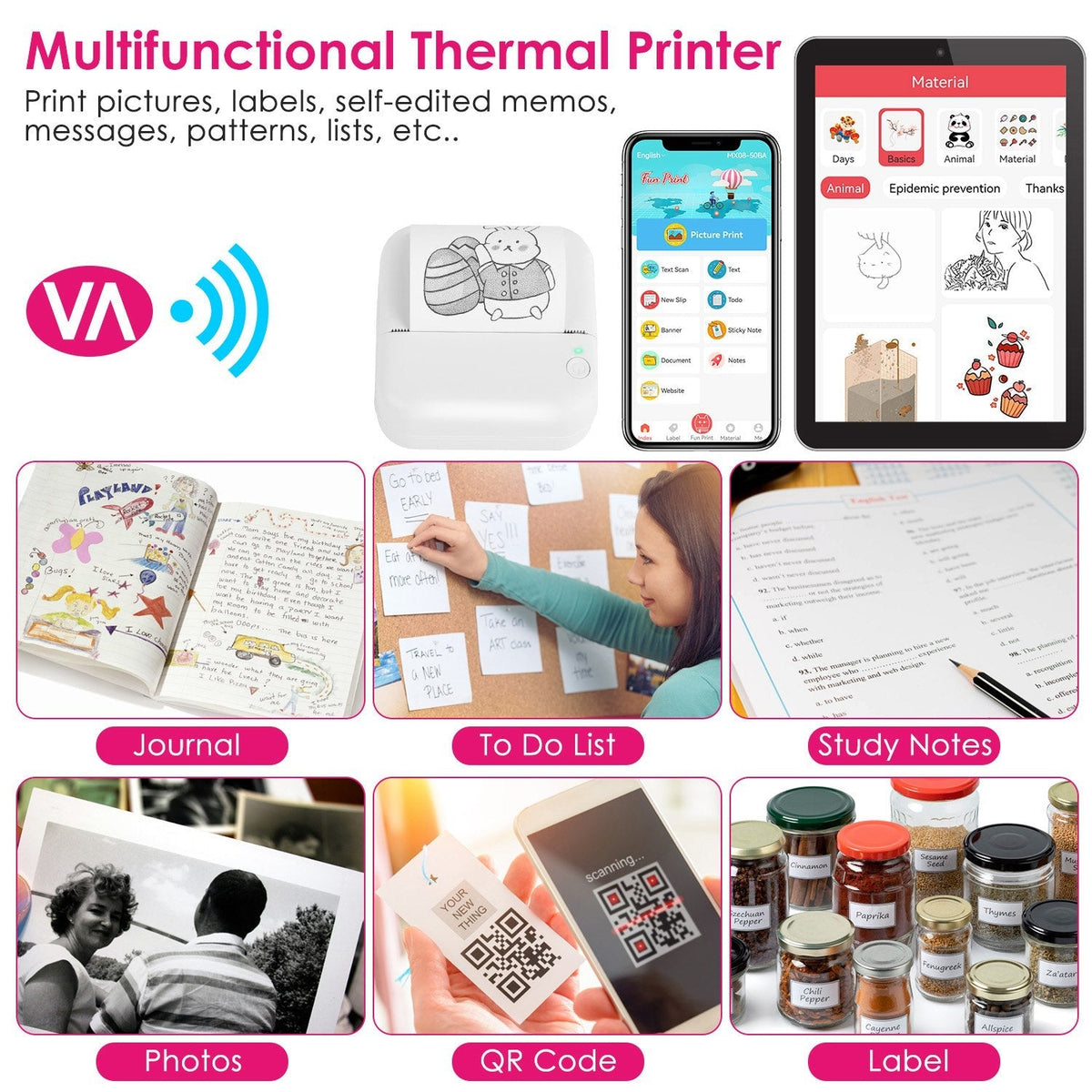 Pocket Wireless Thermal Printer – Rechargeable Inkless Mini Printer