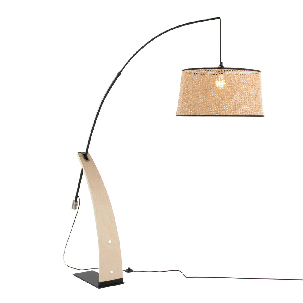 Mid-Century Floor Lamp with Wood Accent