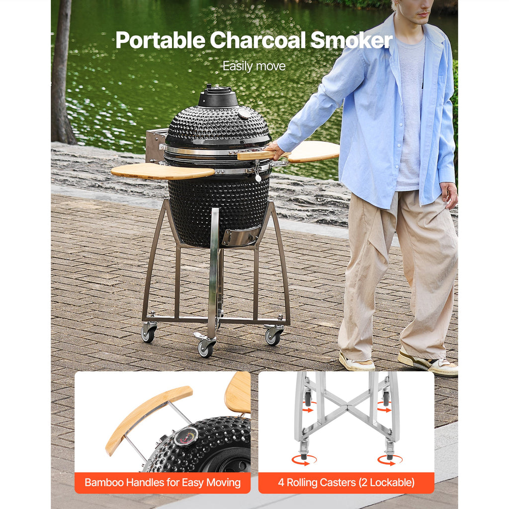VEVOR 18-Inch Kamado Charcoal Smoker & Grill