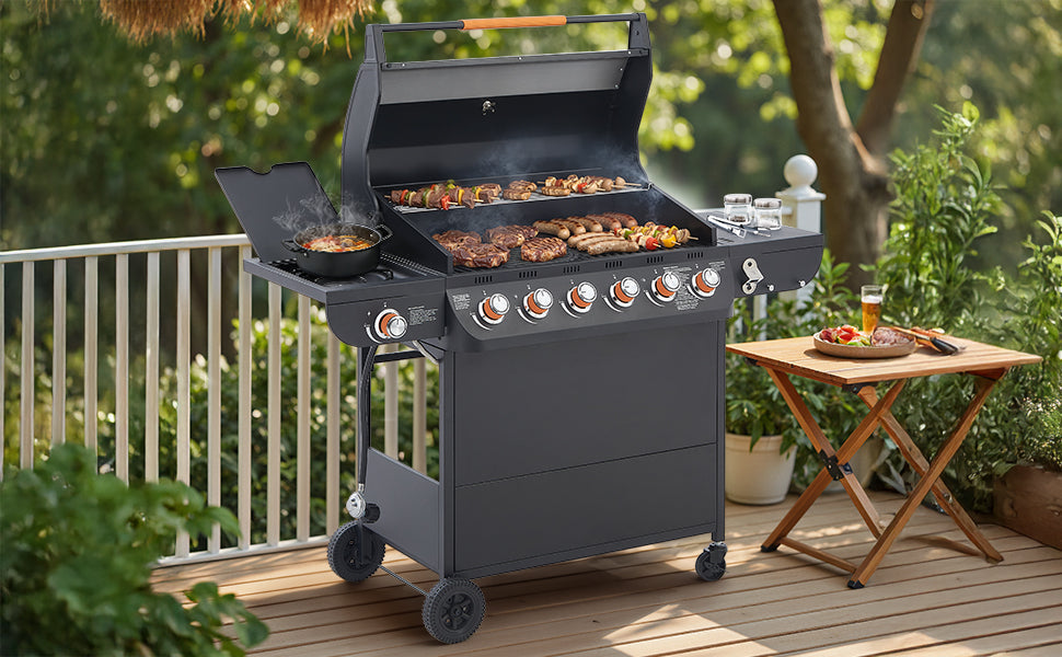 6-Burner Propane Gas Grill with Side Burner