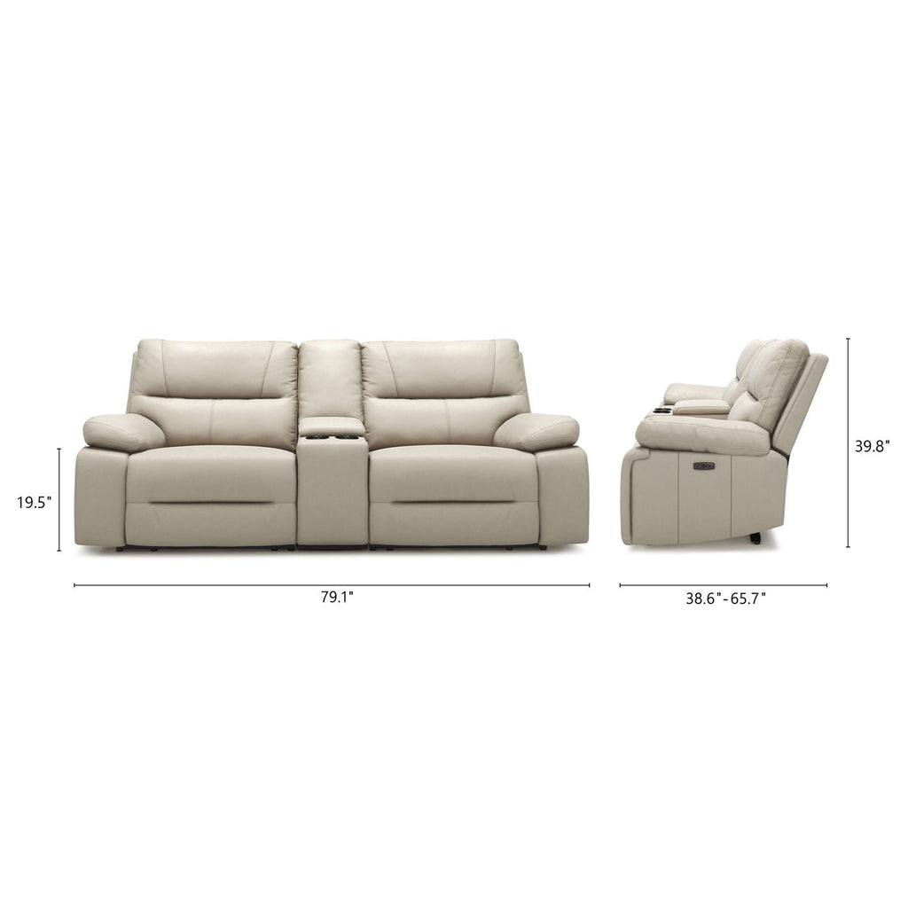 2-Seat Power Reclining Loveseat with Console & Cup Holders – Cream Taupe