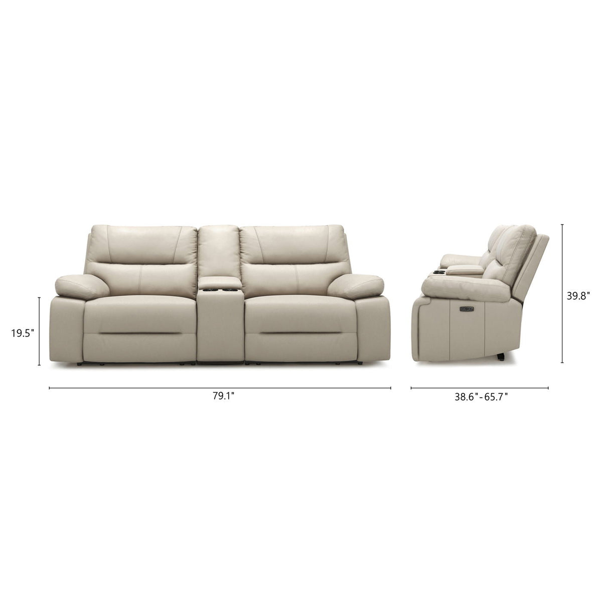 2-Seat Power Reclining Loveseat with Console & Cup Holders – Cream Taupe