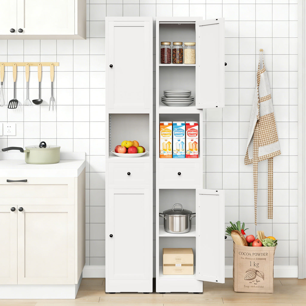 Tall Narrow 5-Tier Bathroom Storage Cabinet – White