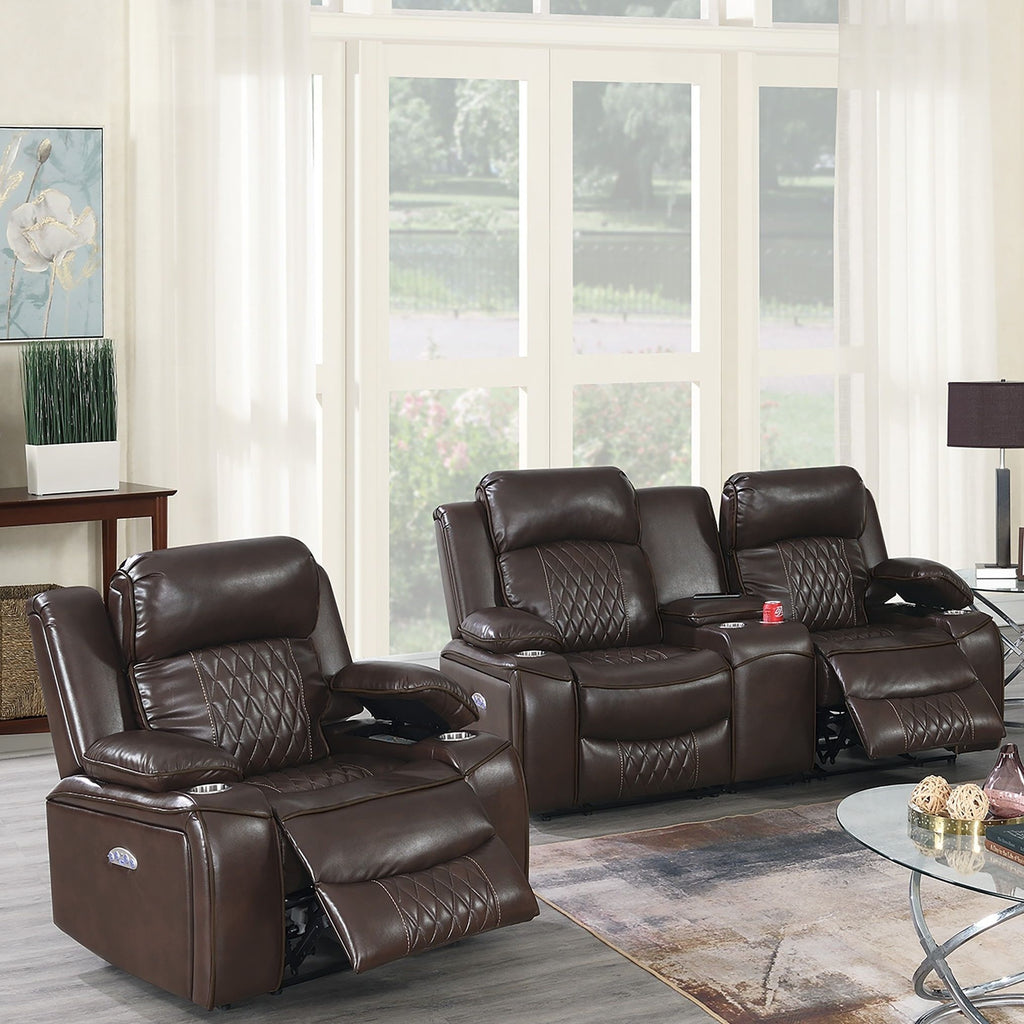Power Reclining Living Room Set with Adjustable Headrests & USB – Brown or Gray
