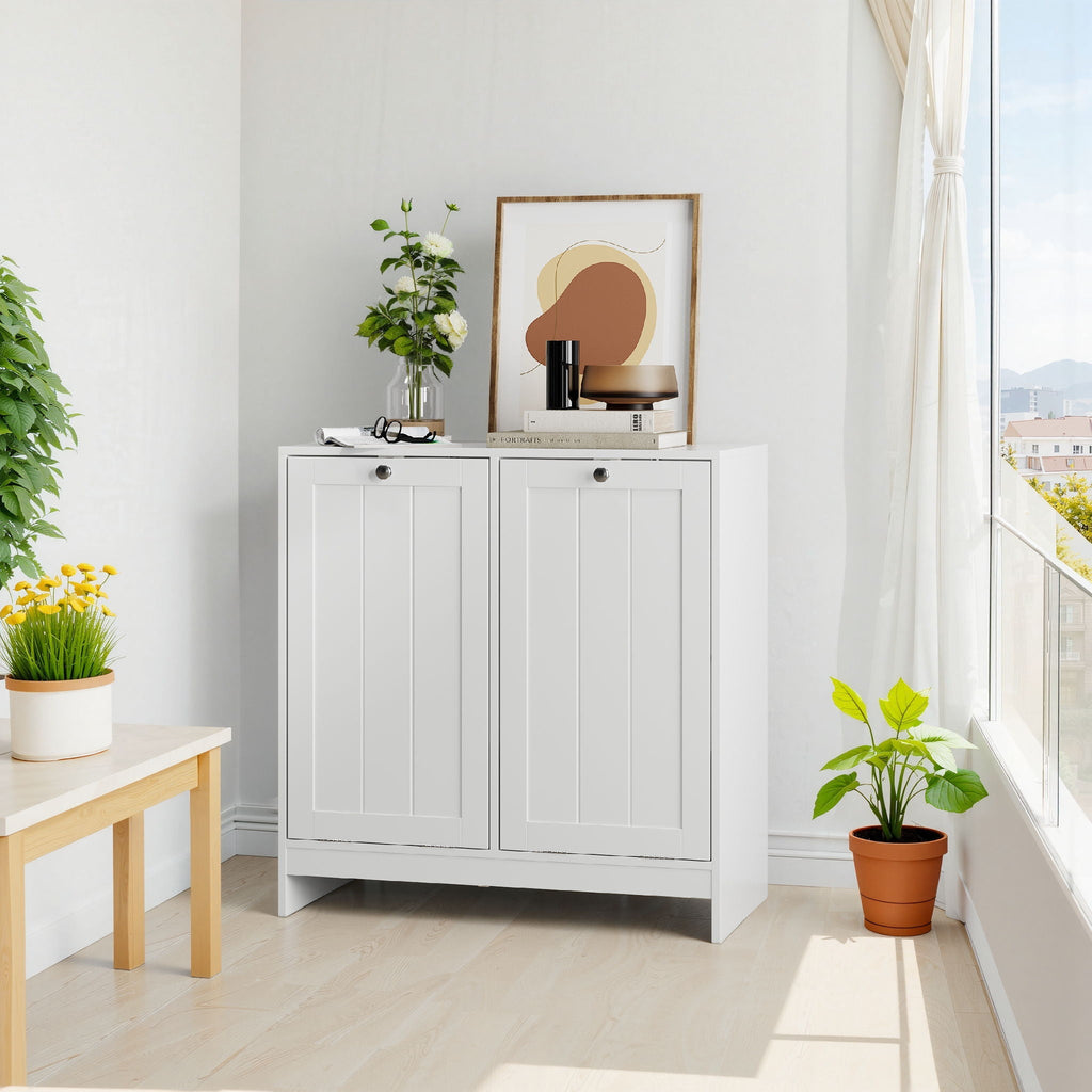 White Tilt-Out Laundry Hamper Cabinet