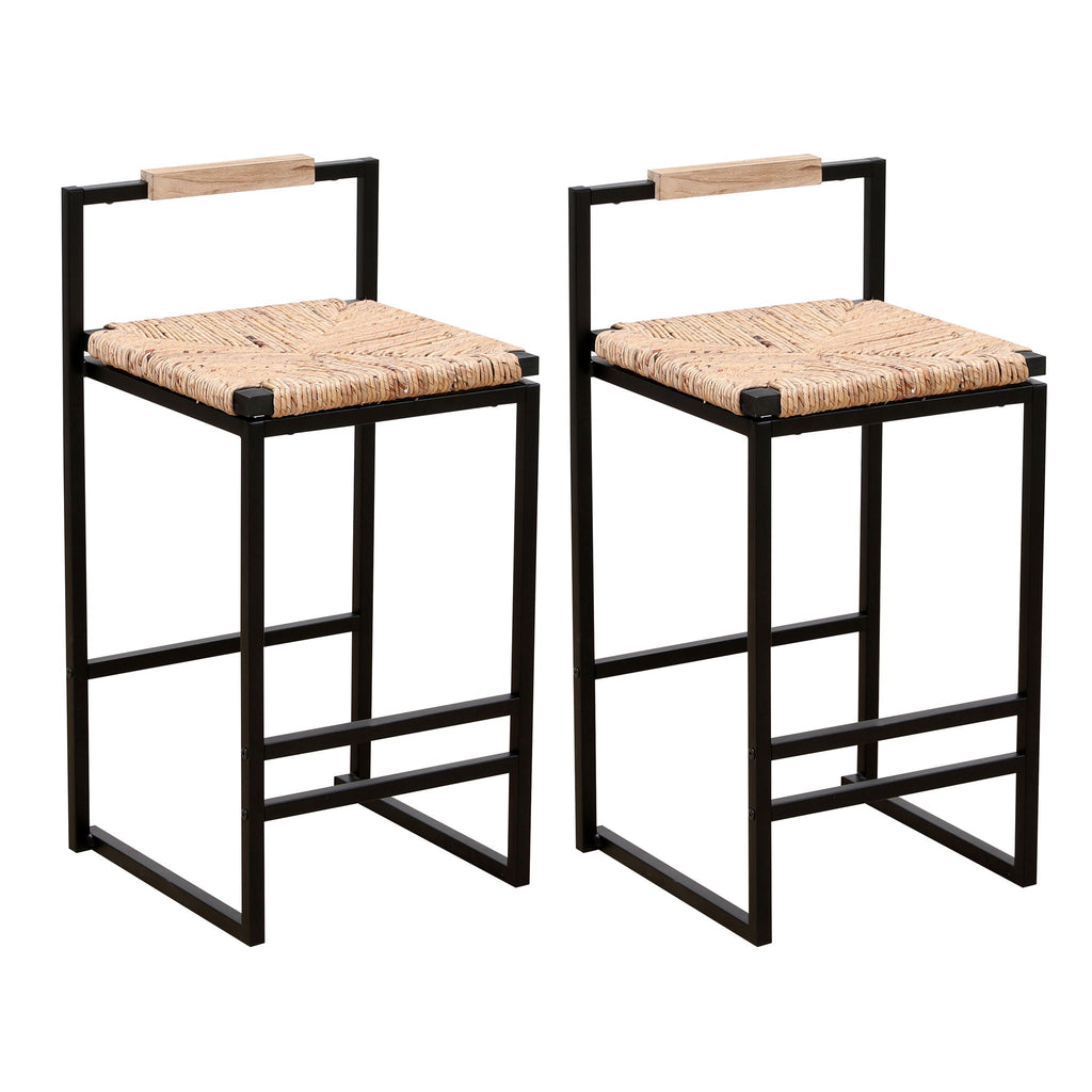 Set of 2 Water Hyacinth Counter-Height Bar Stools – Natural