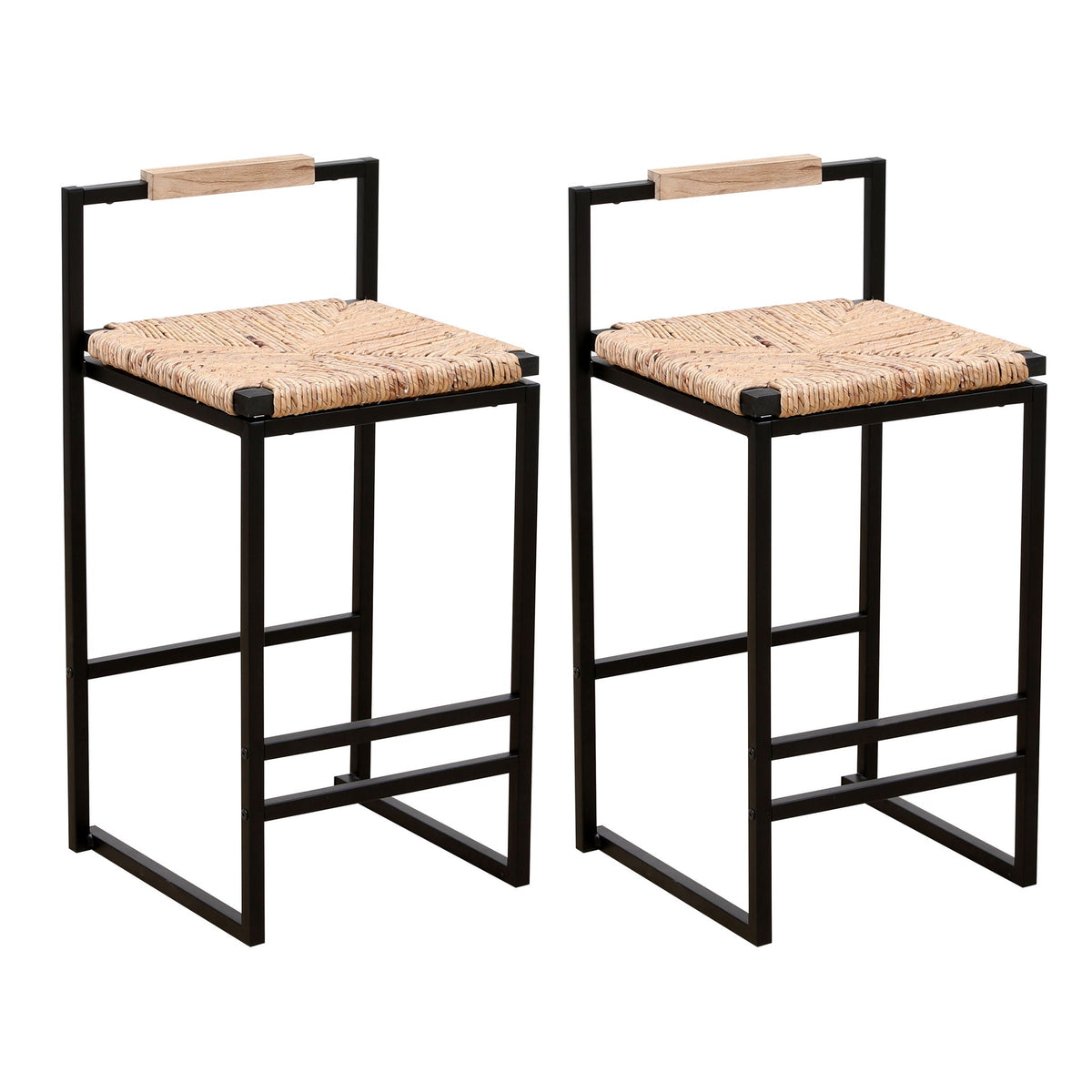 Set of 2 Water Hyacinth Counter-Height Bar Stools – Natural