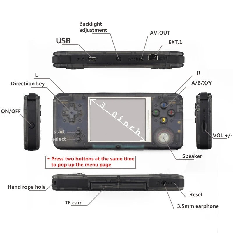 GBA-Style Retro Handheld Gaming Console with TV Output