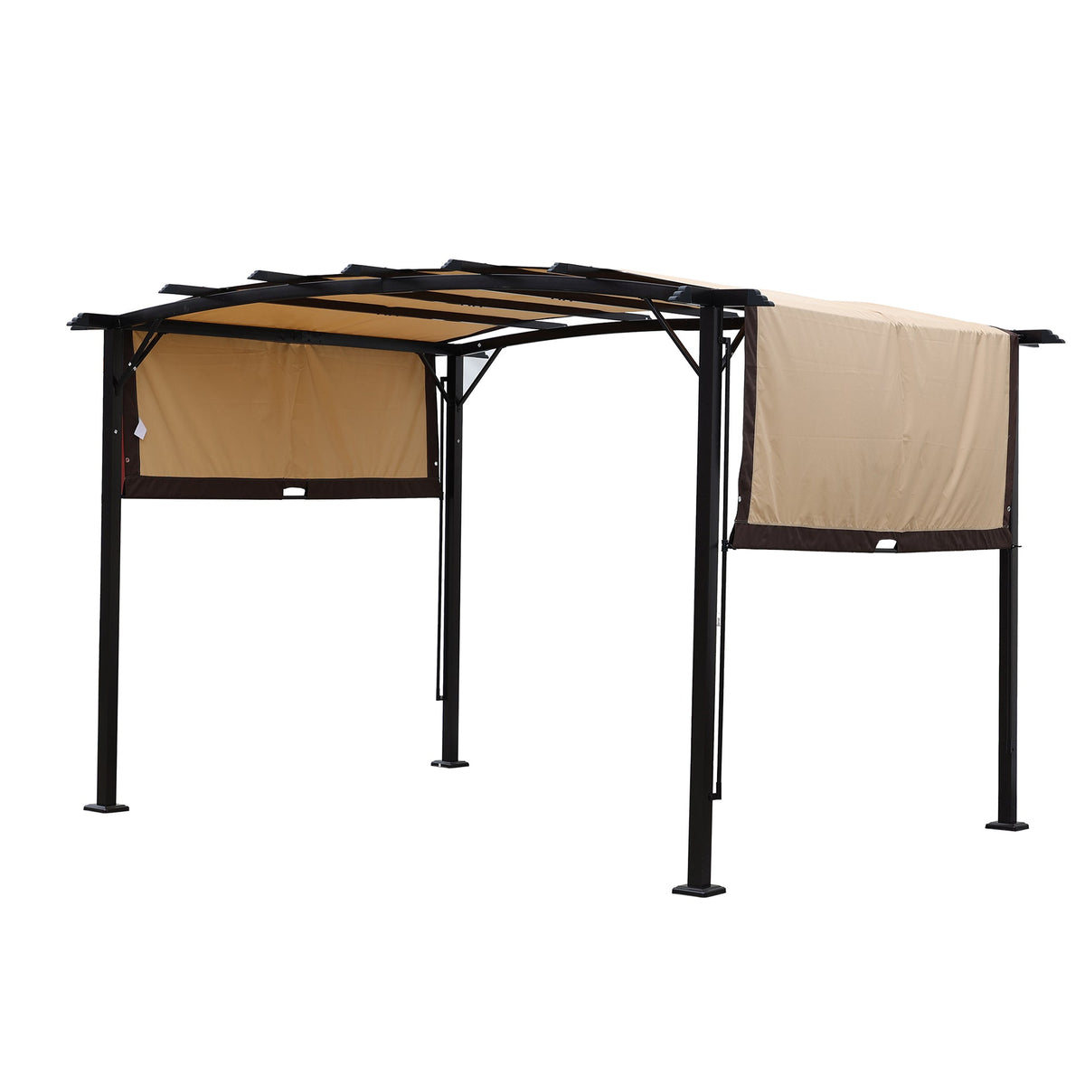 12' x 9' Steel Pergola Gazebo with Retractable Canopy