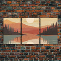 Sunset Forest Landscape Canvas Wall Art – Set of 3