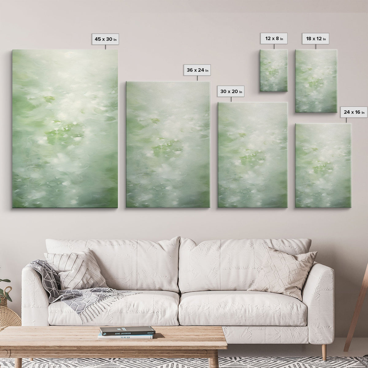 Green Abstract Landscape Canvas Wall Art – Set of 3