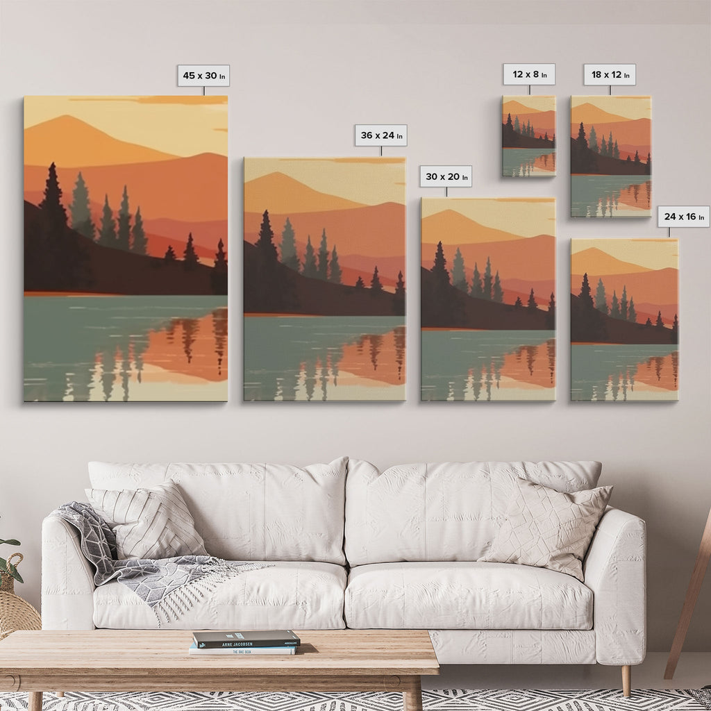 Sunset Forest Landscape Canvas Wall Art – Set of 3