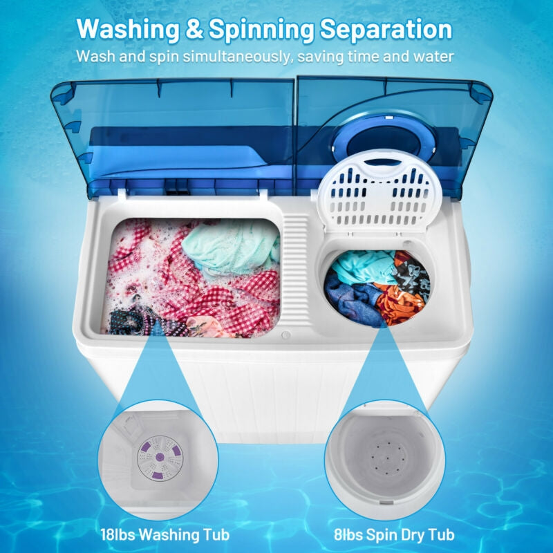 26 lb Portable Twin-Tub Washing Machine with Drain Pump