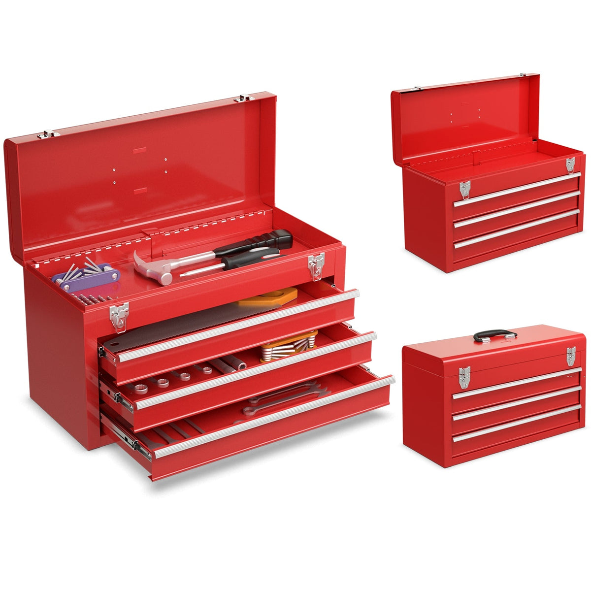 Portable 3-Drawer Garage Mechanic Tool Box