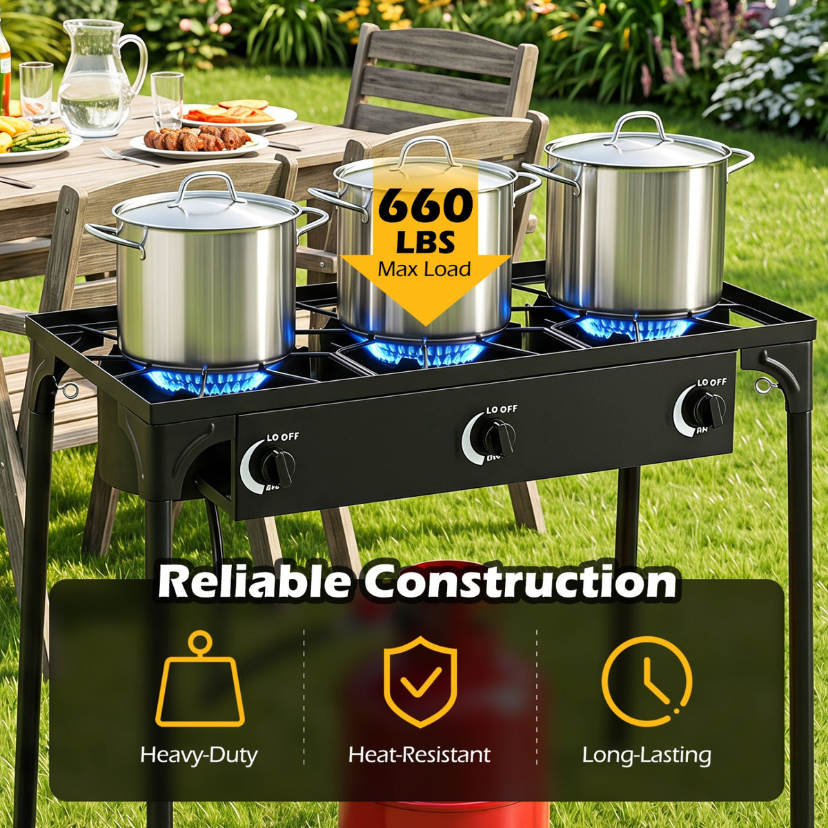 240,000 BTU 3-Burner Outdoor Propane Stove