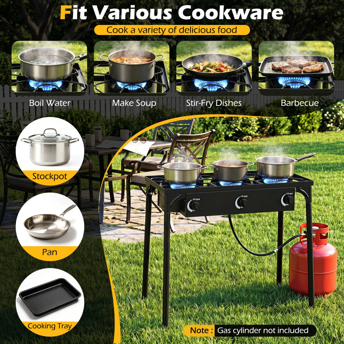 240,000 BTU 3-Burner Outdoor Propane Stove