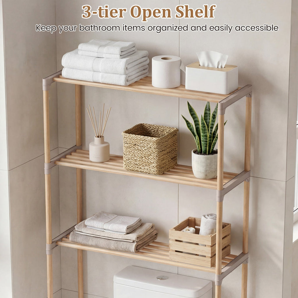 3-Tier Over-the-Toilet Storage Rack – Gray