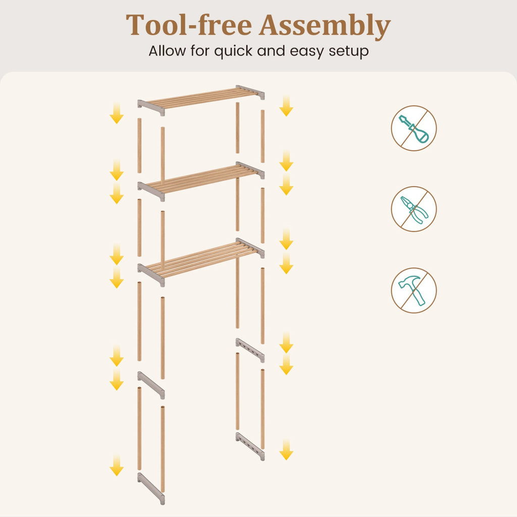 3-Tier Over-the-Toilet Storage Rack – Gray