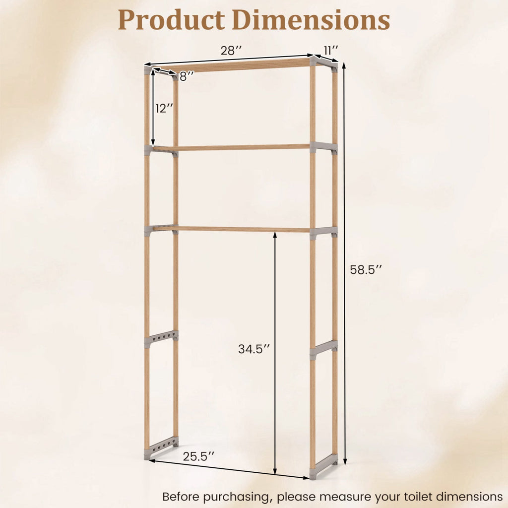 3-Tier Over-the-Toilet Storage Rack – Gray