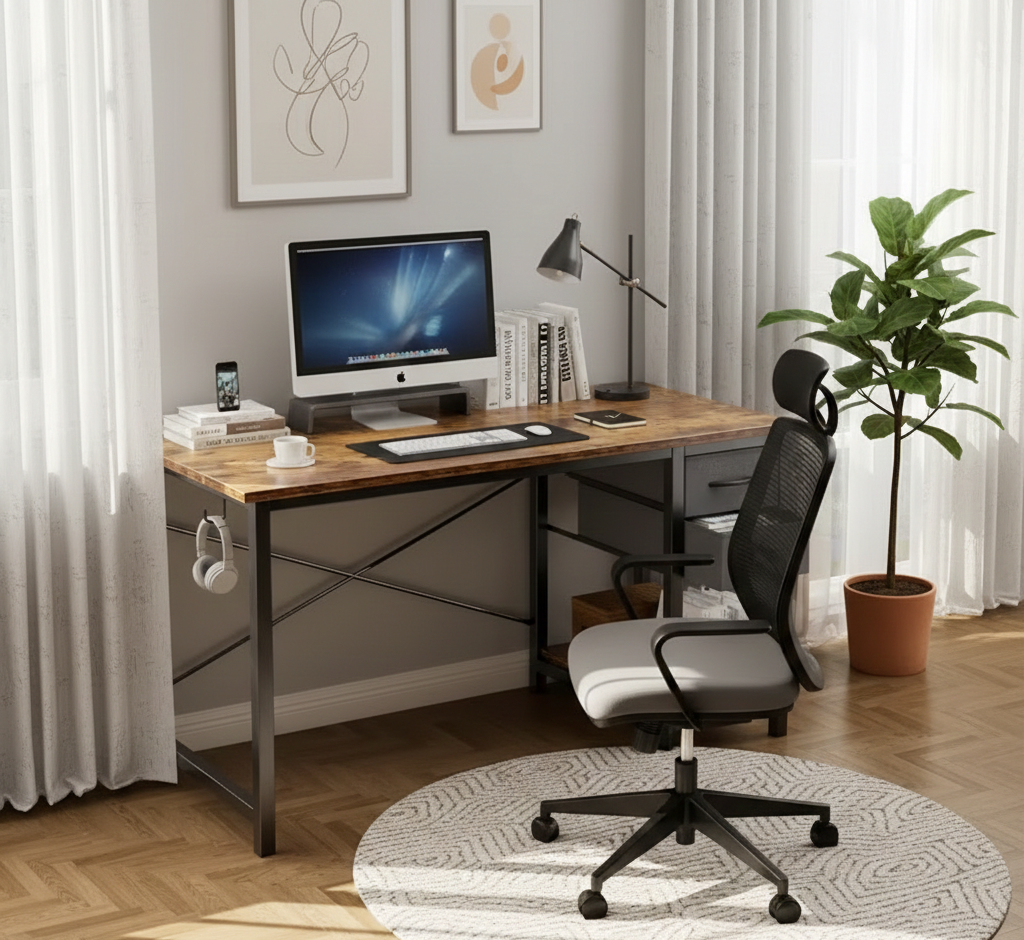 Modern Computer Desk with Storage Drawers