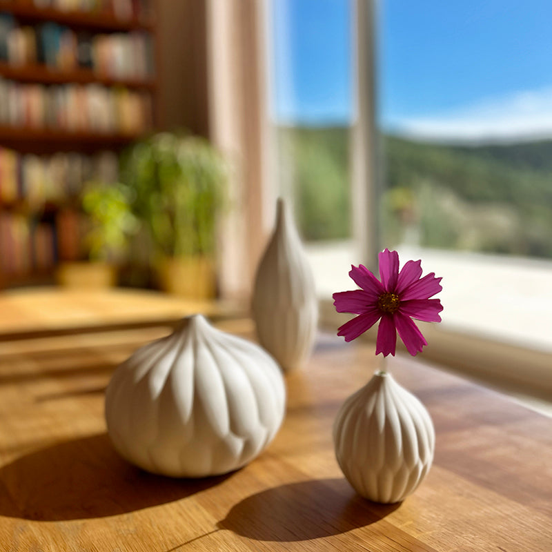 Textured White Porcelain Vase Set of 3