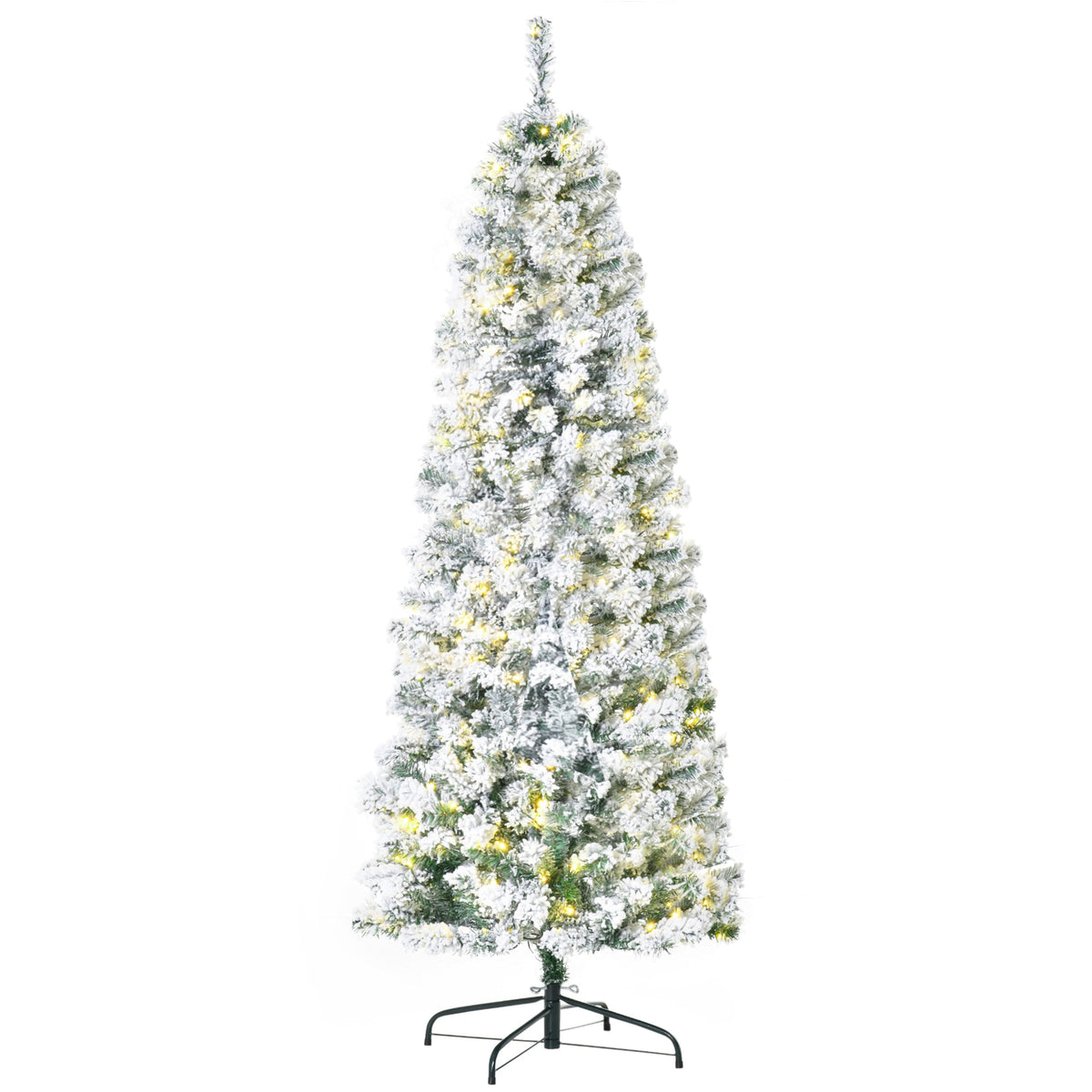 6ft Pre-Lit Snow-Flocked Slim Douglas Fir Christmas Tree with LED Lights