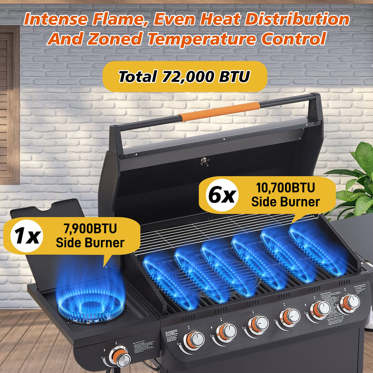 6-Burner Propane Gas Grill with Side Burner