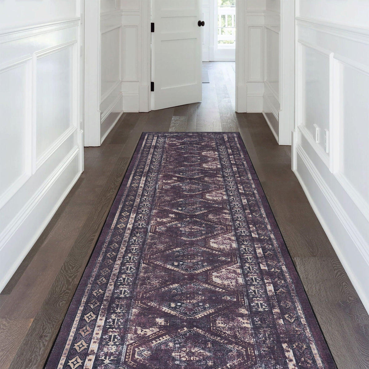 Washable Runner Rug – Beige, Dark Gray or Black